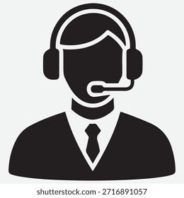 Icono de Representante de Servicio al cliente. Auriculares micrófono icono de Servicio al cliente auricular operador Asistencia Representante icono de comunicación de negocios gráfico - Vector