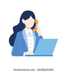 Representante de atendimento ao cliente por telefone com o notebook