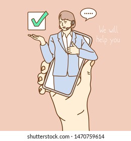 Customer Service. Customer Service Representative. Online Information Technology Concept Illustration. Vector illustrations.