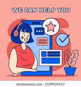 Customer Service. Customer Service Representative. Online Information Technology Concept Illustration. Vector illustration.