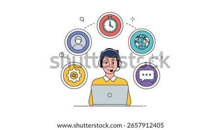 Customer Service Representative Providing Online Support With Multiple Communication Channels And Technology Tools