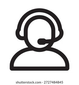 Representante del Servicio al cliente que lleva un auricular para el icono de la Asistencia y de la comunicación