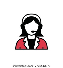 Customer Service Representative Wearing Headset and Microphone Graphic Illustration icon