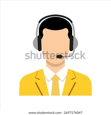 A customer service representative wearing a headset, ready to provide support and assistance. The image represents professionalism, communication, and customer care. Isolated.