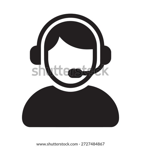Customer service representative wearing a headset for support and communication icon