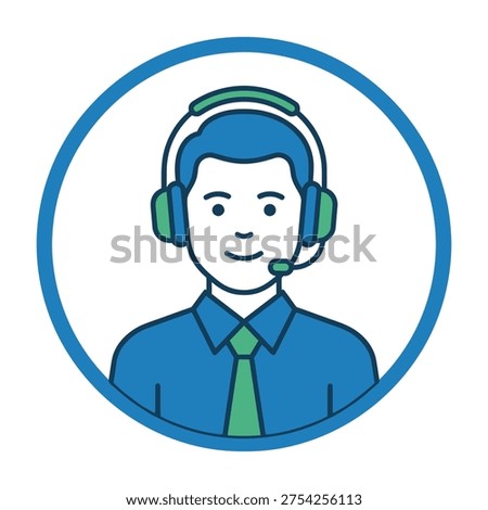 Customer service representative wearing headset