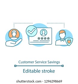 Customer service savings concept icon. Loyalty program. Customer retention, attraction idea thin line illustration. Vector isolated outline drawing. Editable stroke