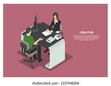 customer service serving a client, simple illustration