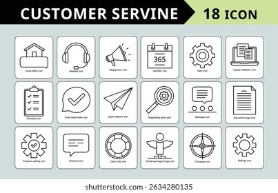 Customer service set of web icons in line style. Help and support and service vector icons for web and mobile app.