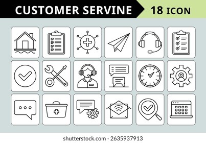 Customer service set of web icons in line style. Help and support. Support and service vector icons for web and mobile app.	