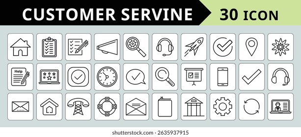 Customer service set of web icons in line style. Help and support. Support and service vector icons for web and mobile app.	