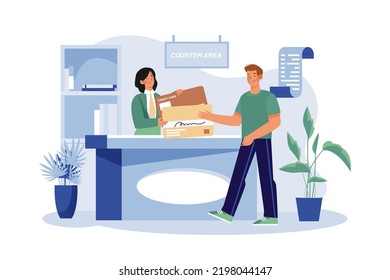 Customer Service Staff at the Office Counter Area Receive Credit Card
