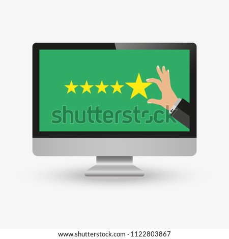 Customer service star rating. Concept of voting on the web site, leaving feedback.