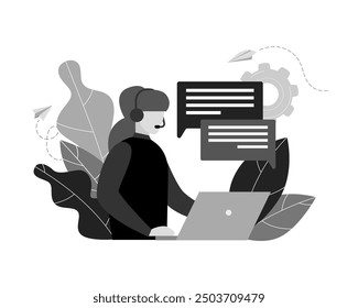customer service support 24 7. Vector illustration
