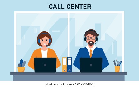 Kundenservice, Support oder Call Center Büro bei Mann und Frau.