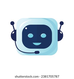 Servicio al cliente y concepto de Chatbot Ai. Robot lindo con auriculares listos para ayudar