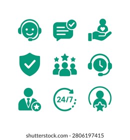 Customer Service Support and Client Satisfaction Icons