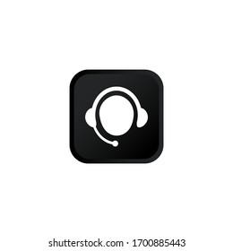 Cliente, soporte de servicio o comunicación con el icono del operador botón moderno para el diseño web o apstore de diseño símbolo negro aislado en fondo blanco. Vector EPS 10.
