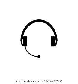 Customer service or customer support headset or headphones flat vector icon for apps and websites - high quality
