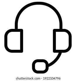 Customer service or customer support headset or headphones flat vector icon for apps and websites, Microphone and Headphones icon logo vector symbol
