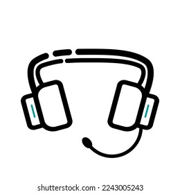 Customer service or customer support headset or headphones flat vector icon for apps and websites