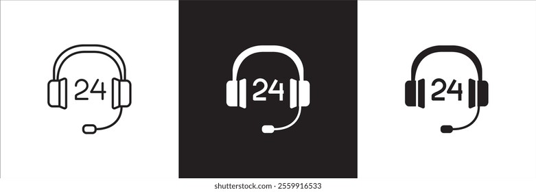 Customer service and support headset icon set. Help center and information hot line telephone icons. technical support mail contact signs. Vector stock illustration.