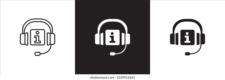 Customer service and support headset icon set. Help center and information hot line telephone icons. technical support mail contact signs. Vector stock illustration.