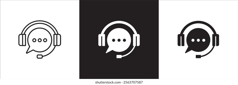 Customer service and support headset icon set. Help center and information hot line telephone icons. technical support mail contact signs. Vector stock illustration.