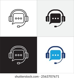 Customer service and support headset icon set. Help center and information hot line telephone icons. technical support mail contact signs. Vector stock illustration.