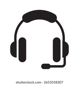 Headset-Symbol für Kundendienst-Support für einen Call-Center-Betreiber und Telemarketing-Berater, der technische Hilfe und Kommunikationsindikator bereitstellt, Symbol für solides Symbol