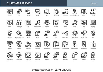 Customer Service Support Help Assistance Icon Set Vector