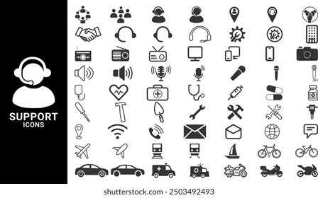 Servicio al cliente y Asistencia. ayuda, respuesta, asistencia, técnica, comunicación, información de Ilustración vectorial simple.