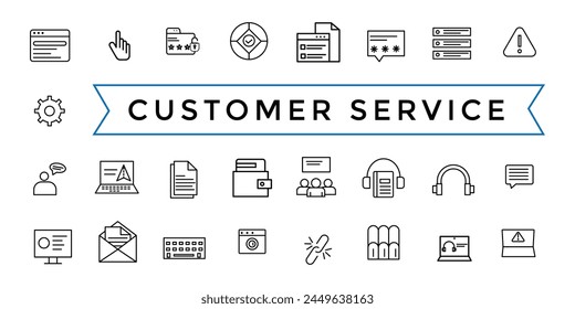 Customer Service and Support Icon Collection. Thin Line Set contains such Icons as Helpdesk, Quick Response, Feedback and more. Simple web icons set