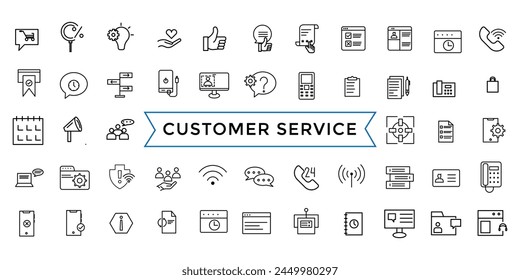 Customer Service and Support Icon Collection. Thin Line Set contains such Icons as Helpdesk, Quick Response, Feedback and more. Simple web icons set
