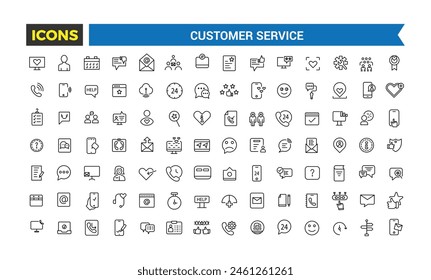 Colección de iconos de Servicio al cliente y Asistencia. Conjunto de iconos web simples