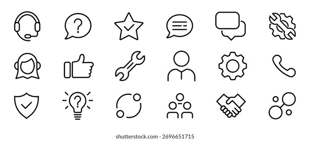 Customer Service and Support Icon Collection. Vector graphic illustration. 