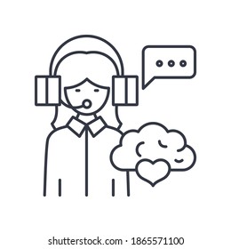 Customer service support icon, linear isolated illustration, thin line vector, web design sign, outline concept symbol with editable stroke on white background.