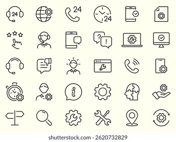 Customer service and support icon set. Help and support call icons. Entrepreneur symbol. Vector icon illustration.