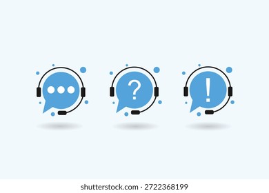 Ícone de suporte e atendimento ao cliente com assistentes de headset. Adequado para centros de ajuda, serviços de call center, plataformas de CRM e projetos de comunicação de negócios.