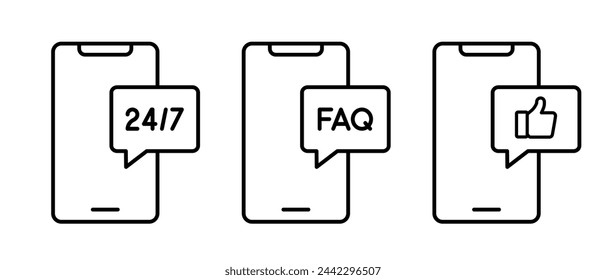 Customer service and support icon vector set. Feedback and helping symbol