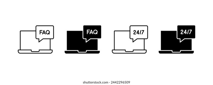 Customer service and support icon vector set. Feedback, info symbol