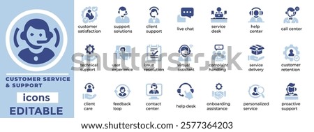 Customer Service and Support Icon Vectors  Modern, scalable designs perfect for enhancing communication visuals
