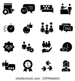 Customer Service and Support icons set. Set of editable stroke icons.Vector set of Customer Service and Support