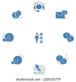 Customer Service and Support icons set. Set of editable stroke icons.Vector set of Customer Service and Support