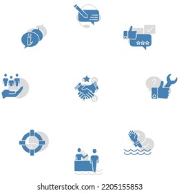 Symbol für Kundenservice und Support festgelegt. Set bearbeitbarer Strich-Symbole.Vektorset des Kundendienstes und des Kundendienstes