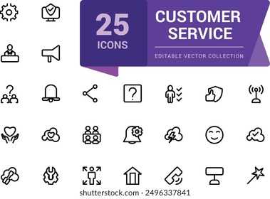 Customer service and support icons set. web and UI icon set in a flat design. Thin outline icons pack. Vector illustration.