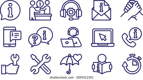 Customer Service and Support Line Icons vector design 