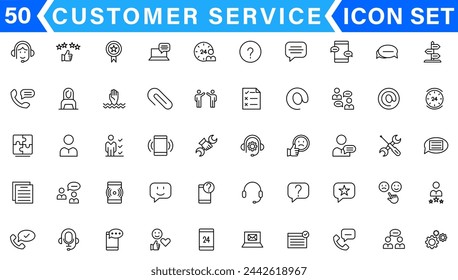 Customer service and support line icons collection. Big UI icon set in a flat design. Thin outline icons pack. Vector illustration