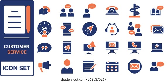 Customer service and support line icons collection. Big UI icon set in a flat design. Thin outline icons pack. Vector illustration
