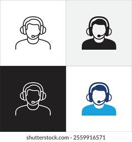 Customer service and support operator icon set. Online assistant administrator icon. Help center and information hot line staff or agent icons. Technical support contact . Vector stock illustration